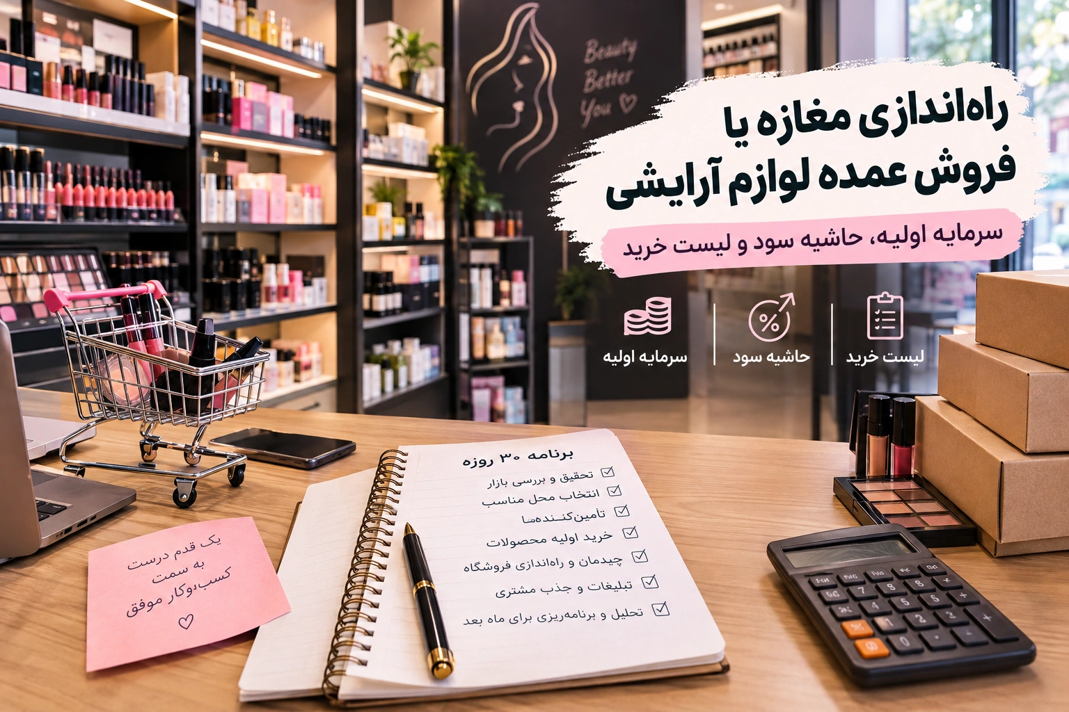 راه اندازی مغازه یا فروش عمده لوازم آرایشی: سرمایه اولیه، حاشیه سود و لیست خرید