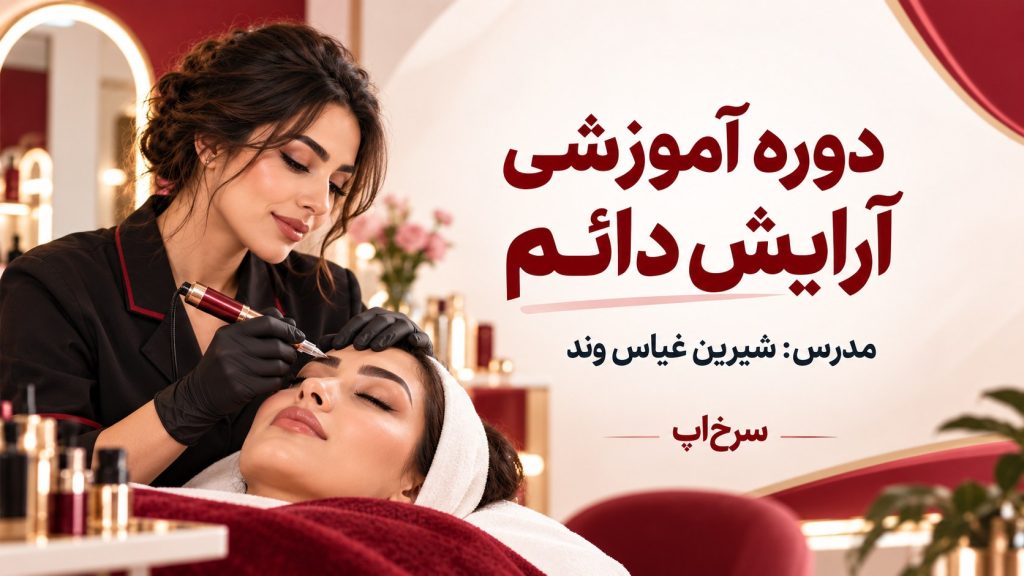 بنر دوره آموزشی آرایش دائم با مدرس شیرین غیاس وند