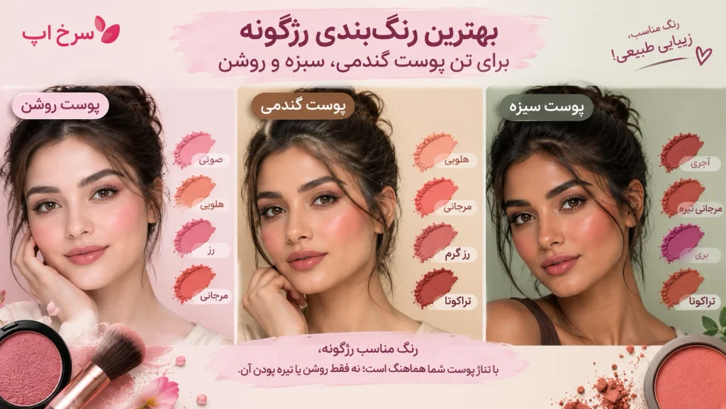 بهترین رنگ بندی رژگونه برای تن پوست گندمی، سبزه و روشن