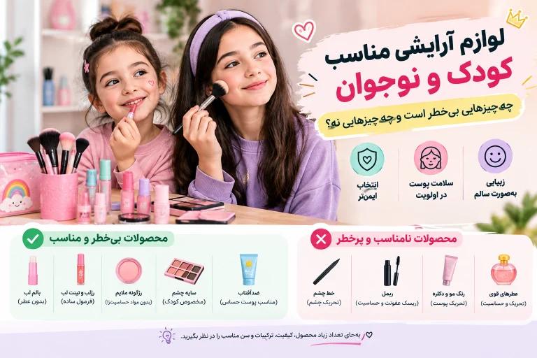 لوازم آرایشی مناسب کودک و نوجوان: چه چیزهایی بی خطر است و چه چیزهایی نه؟